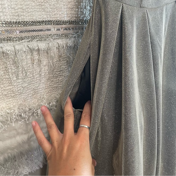 Betsy & Adam Womens Metallic Hi-Low Evening Dress - Picture 6 of 14